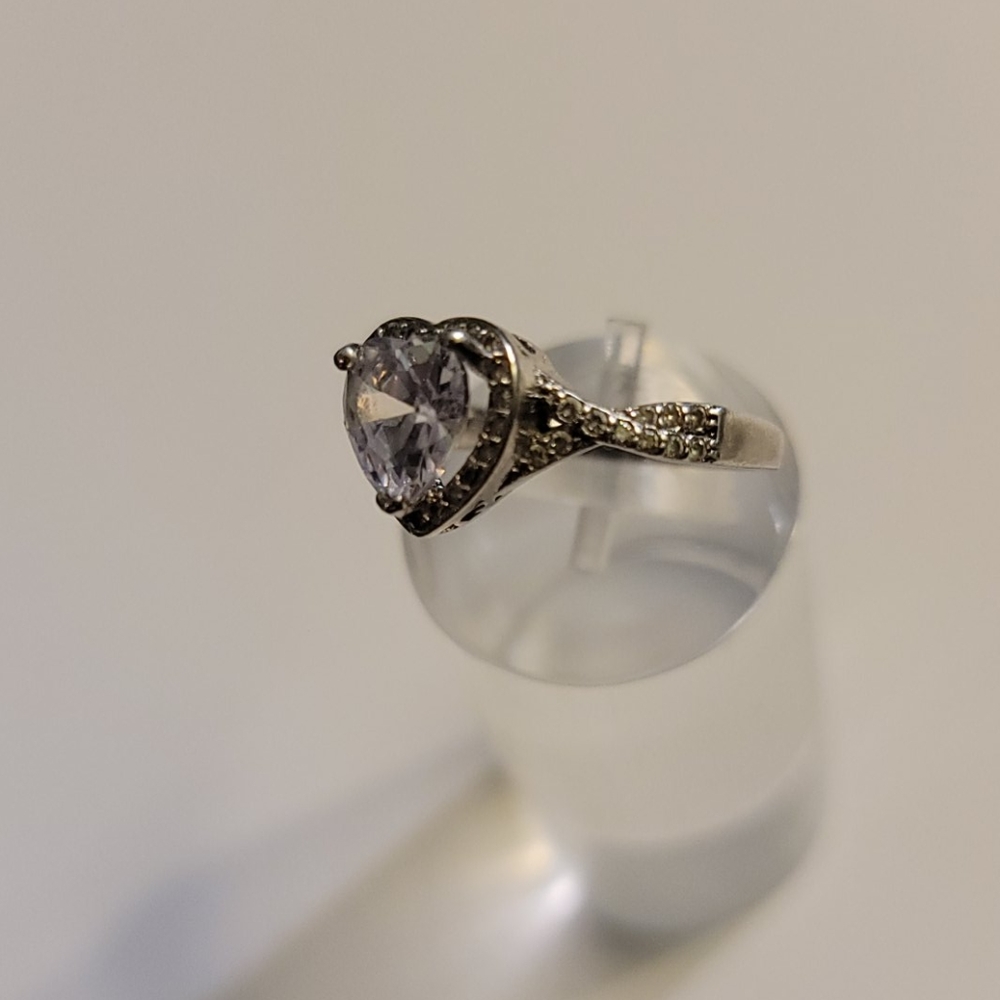 2.25ctw HEART TOPAZ STERLING ENGAGEMENT RING - Picture 3 of 7